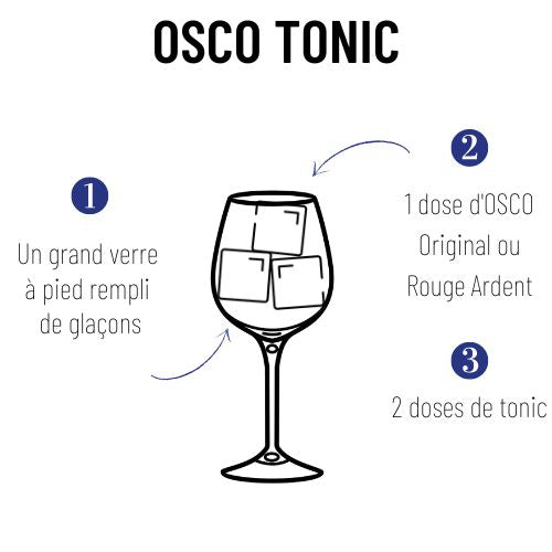 Le cocktail sans alcool classique chez OSCO : un OSCO tonic, en version classique ou rouge avec des notes fruitées pour des saveurs fruits rouges épicées, parfaite pour se réconforter l'hiver. Un cocktail sans alcool très facile à servir, pour un maximum de plaisir.