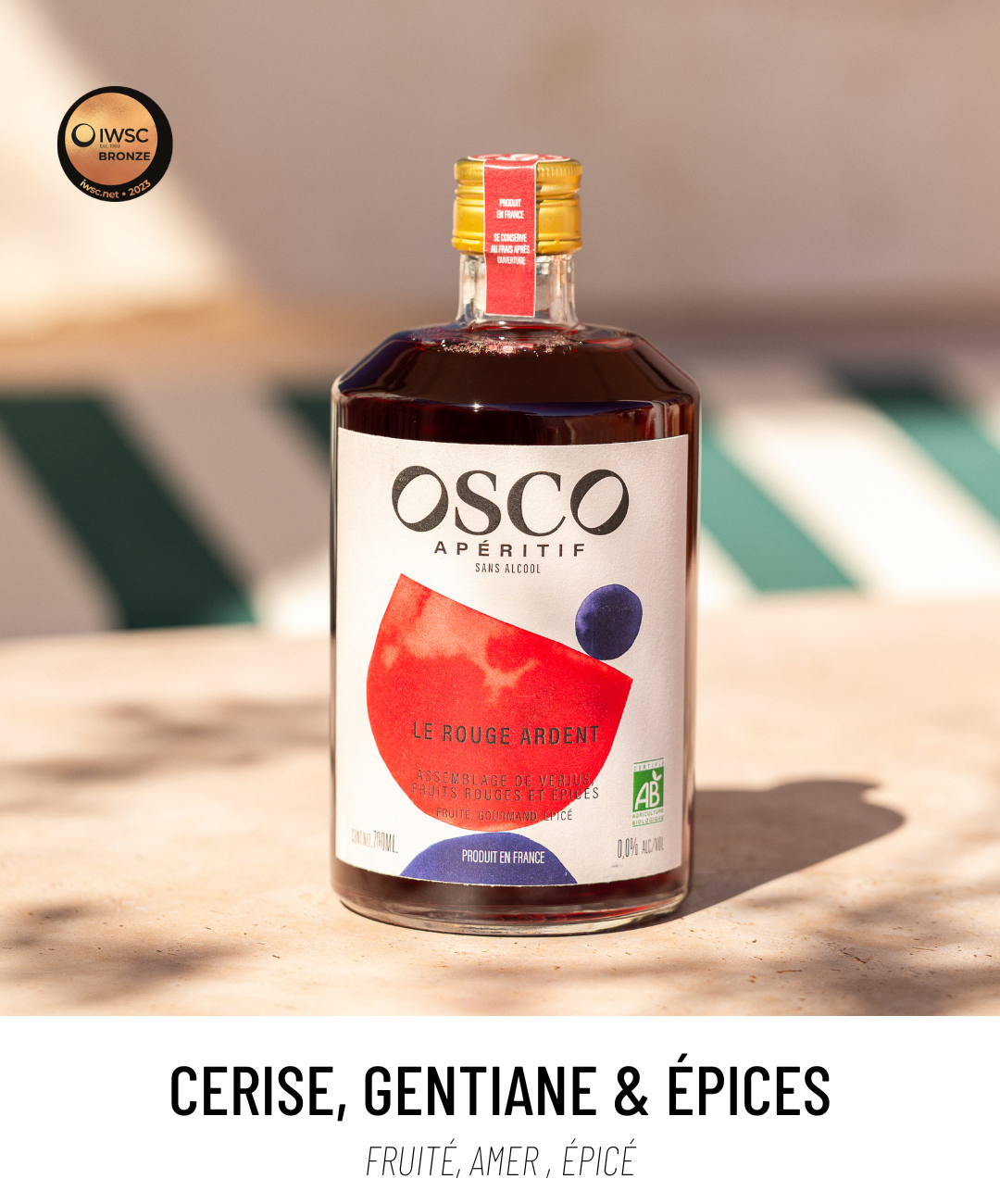 OSCO Le Rouge Ardent, apéritif sans alcool bio 70 cl