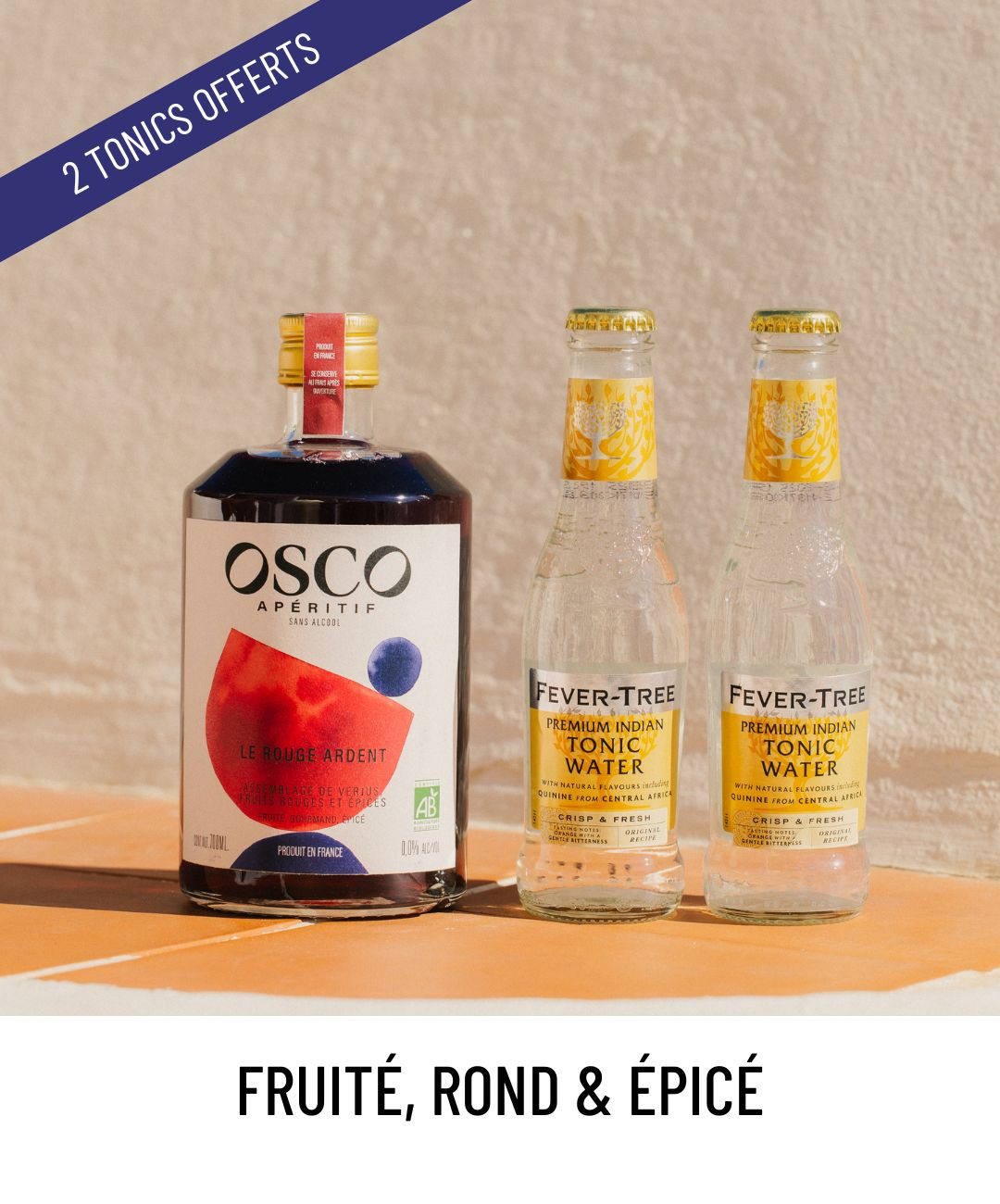 Pack OSCO tonic : OSCO Le Rouge Ardent bio & tonics - recette cocktail sans alcool fruité et épicé. 2 tonics offerts !