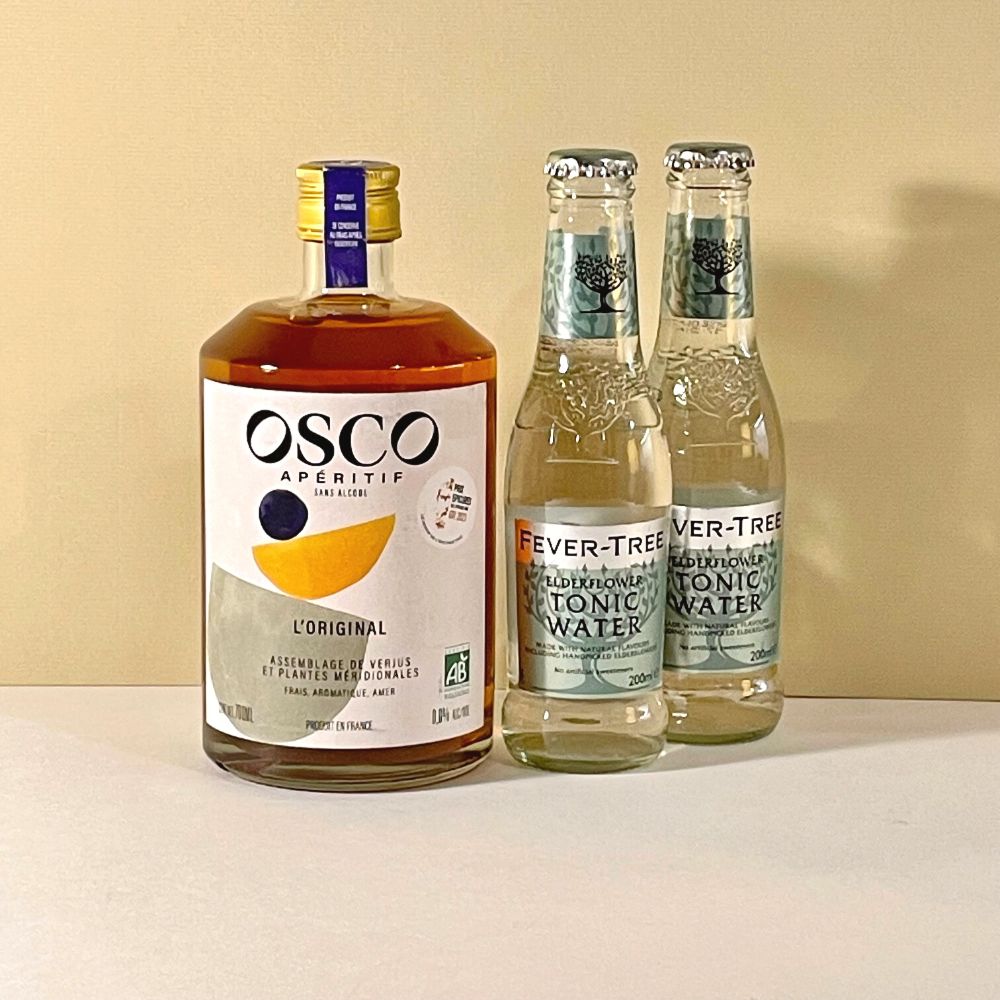 Kit cocktail sans alcool à offrir en cadeau : OSCO L'Original bio & sodas fleur de sureau - recette cocktail sans alcool gourmand et floral