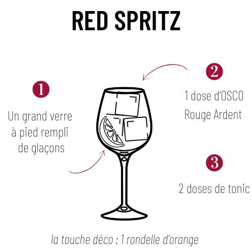Le cocktail sans alcool classique chez OSCO : un Red Spirtz, cette fois-ci en version rouge fruitée pour des saveurs fruits rouges épicées, parfaite pour se réconforter l'hiver. Découvrez notre recette de cocktail sans alcool signature et servi en 1 minute chrono.