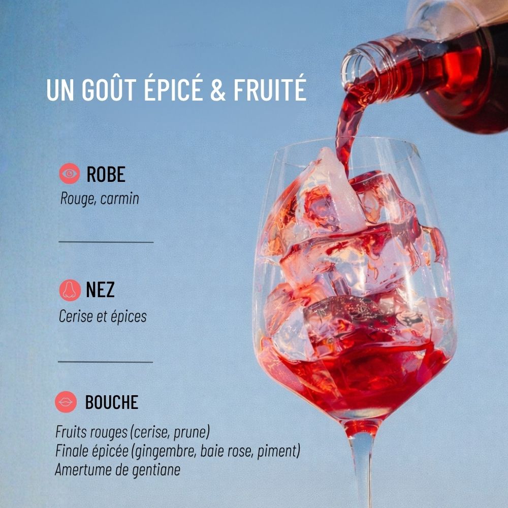 Dégustation de OSCO Le Rouge Ardent : robe rouge carmin, nez de cerise et d’épices, bouche aux fruits rouges et gentiane.