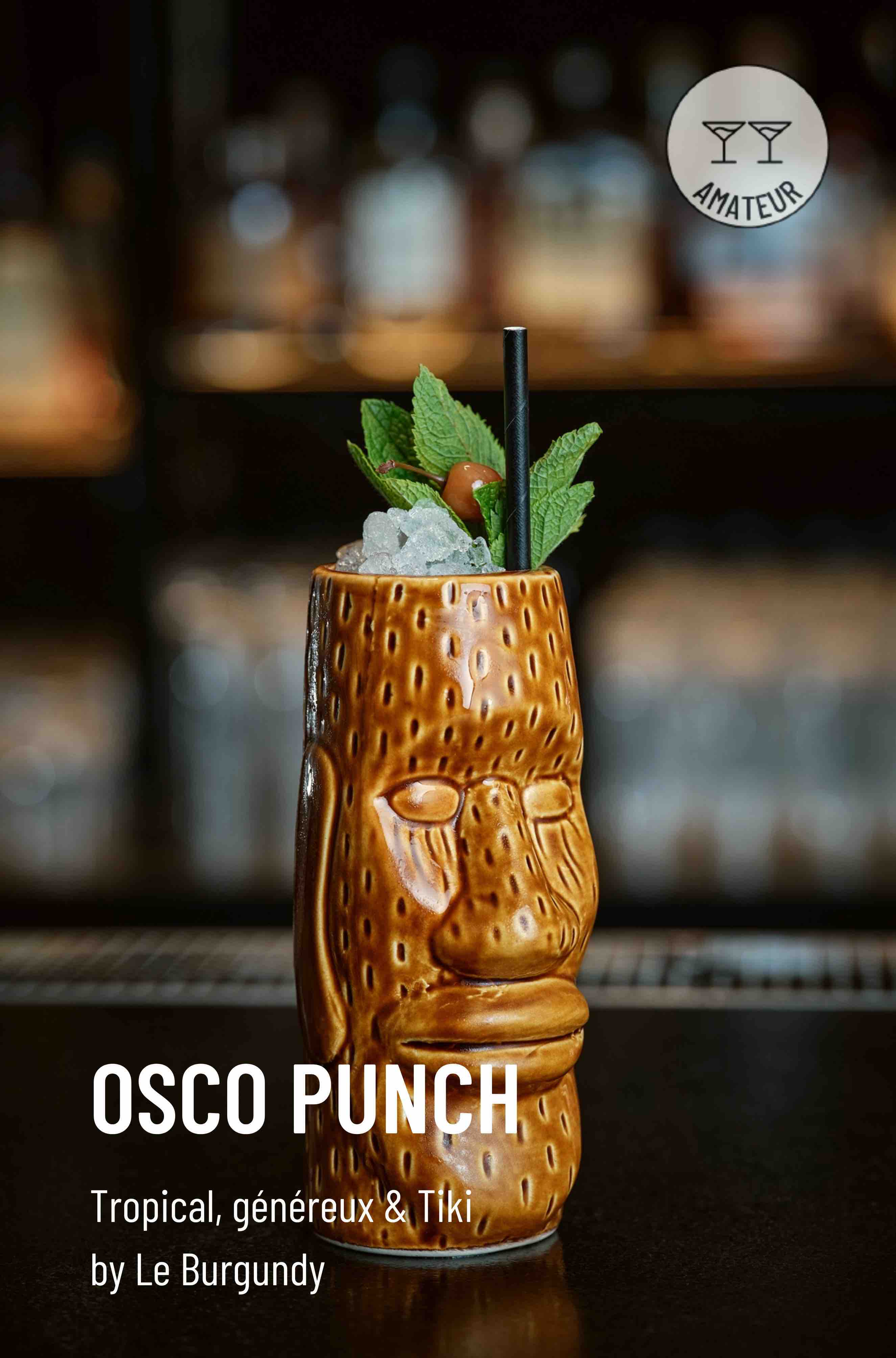 OSCO est à la carte du bar emblématique Le Charles, de l'hôtel 5 étoiles Le Burgundy. Vous pourrez découvrir non pas un mais TROIS cocktails sans alcool tous aussi bons les uns que les autres. Merci à Fabien Hideux pour ses créations !
Découvrez la recette du cocktail sans alcool OSCO Punch.