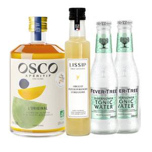 Kit cocktail sans alcool : OSCO L'Original bio, sirop artisanal orgeat Lissip & soda fleur de sureau