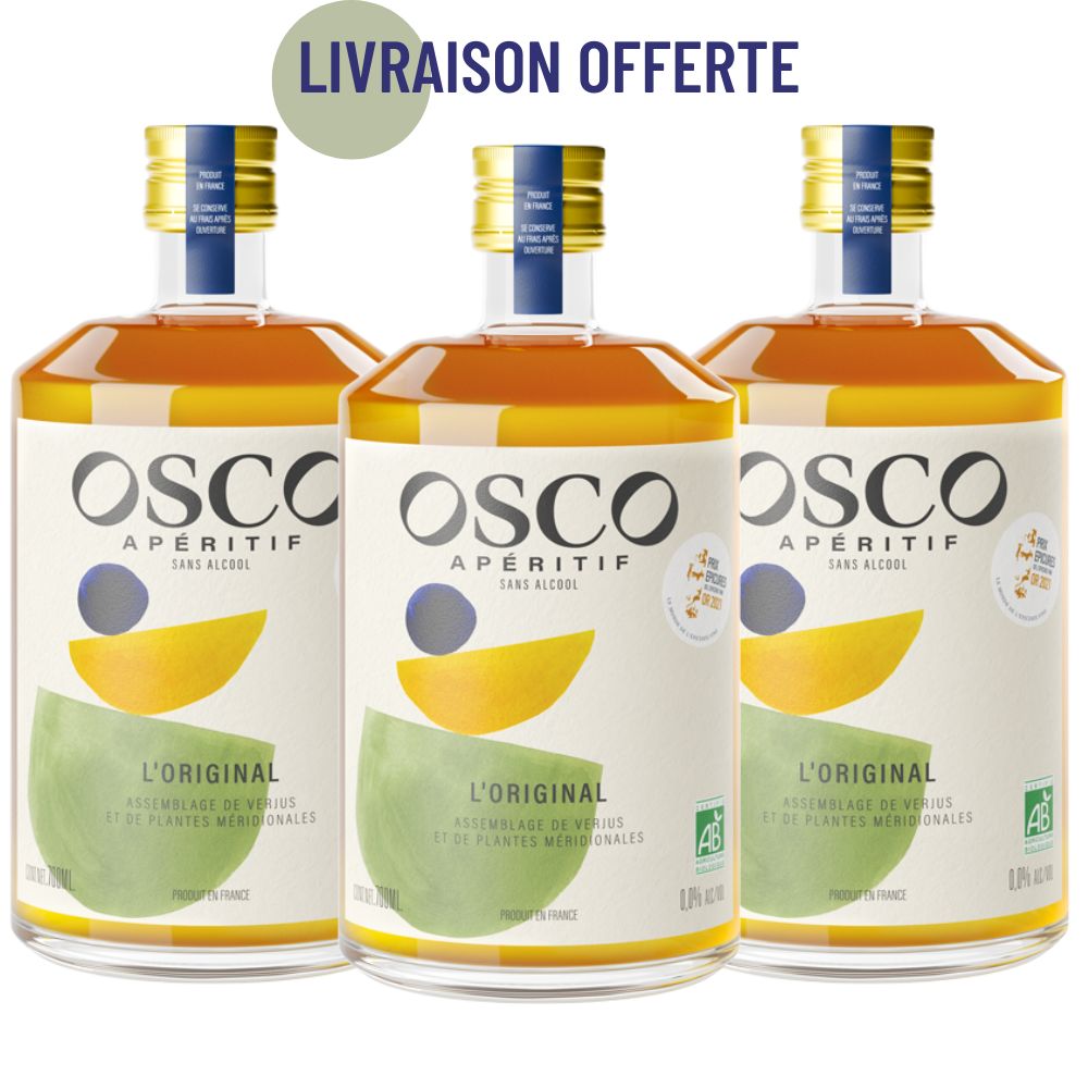 OSCO L'Original bio - apéritif sans alcool bio et fabriqué en France - Lot de 3 avec la livraison offerte